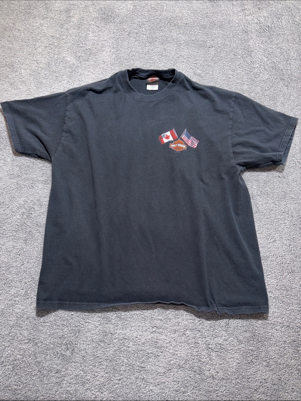 Harley-Davidson Black XL T-shirt shirt sleeve with Canadian and American Flag